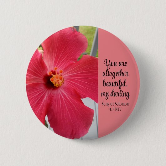ソロモン・バイブル詩のピンクの花歌の写真 缶バッジ (正面)