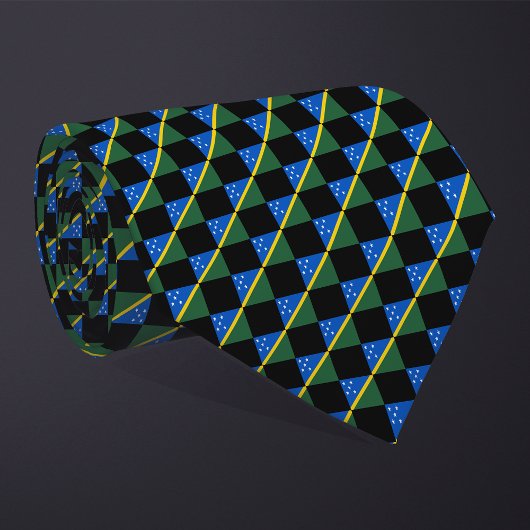 ソロモ市松模様にン諸島国旗のパターン ネクタイ