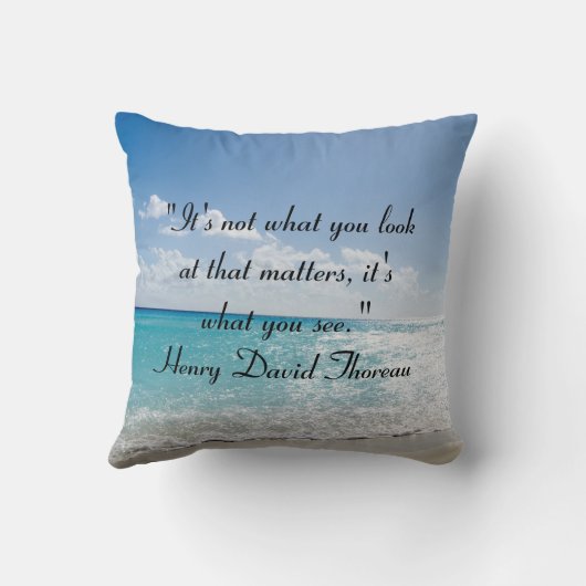 ソロー引用文オンビーチ装飾用クッション クッション (裏面)