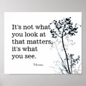 ソロー感動的引用文白黒ポスター ポスター (正面)