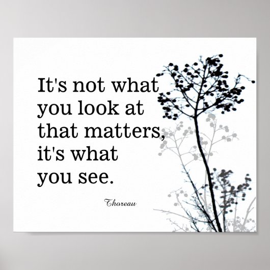 ソロー感動的引用文白黒ポスター ポスター (正面)