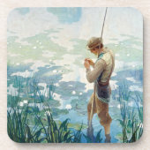 ソロー魚釣りアットワルデン池by N. C. Wyeth コースター (正面)