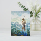 ソロー魚釣りアットワルデン池by N. C. Wyeth シーズンポストカード (スタンド正面)