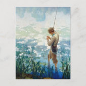 ソロー魚釣りアットワルデン池by N. C. Wyeth シーズンポストカード (正面)