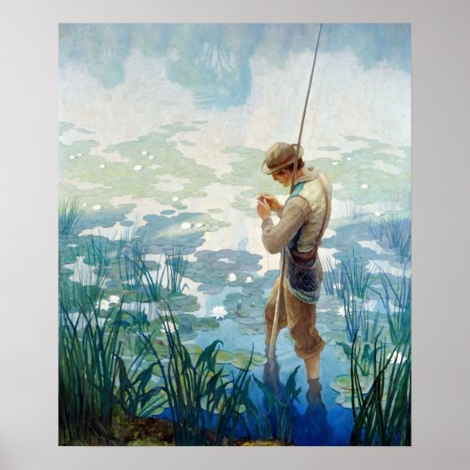 ソロー魚釣りアットワルデン池by N. C. Wyeth ポスター (正面)