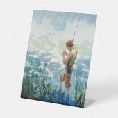 ソロー魚釣りアットワルデン池by N. C. Wyeth 台座サイン (正面)