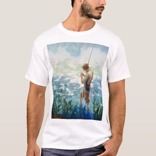 ソロー魚釣りアットワルデン池by N. C. Wyeth Tシャツ (正面)