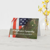 ソンアーミー軍隊兵士悔やみや弔慰帽子と旗 カード (黄色い花)