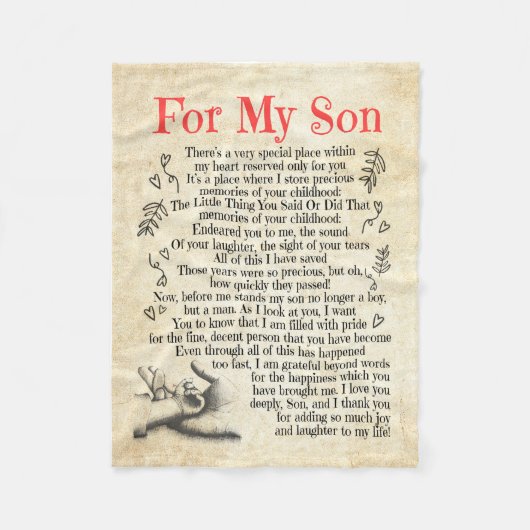 ソンギフト|息子様、ご加入頂きありがとうございます フリースブランケット (正面)