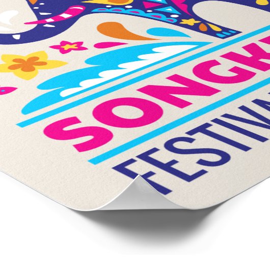 ソンクカラフルランフェスティバルエレファントウォーター ポスター (角)