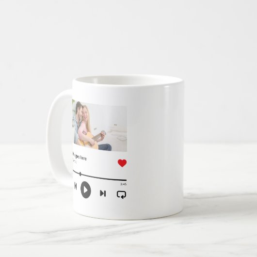 ソングアルバパーソナライズされたムフォトミュージックラバー コーヒーマグカップ (正面左)