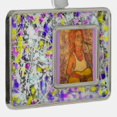 ソングストレスアート絵を描（ばちゃばちゃ）跳ねる シルバープレートフレームオーナメント (右)