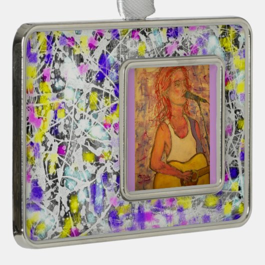 ソングストレスアート絵を描(ばちゃばちゃ)跳ねる シルバープレートフレームオーナメント (右)