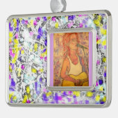 ソングストレスアート絵を描（ばちゃばちゃ）跳ねる シルバープレートフレームオーナメント (左)