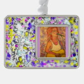 ソングストレスアート絵を描(ばちゃばちゃ)跳ねる シルバープレートフレームオーナメント (正面)