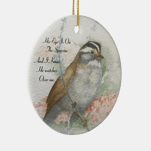 ソングスパロー彼が私の上で見るバイブル引用文 セラミックオーナメント (右)