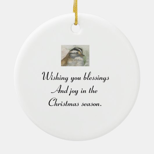 ソングスパロー彼が私の上で見るバイブル引用文 セラミックオーナメント (裏面)