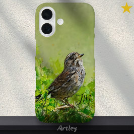 ソングスパロー絵を描鳥の名前をカスタムする iPhone 16ケース