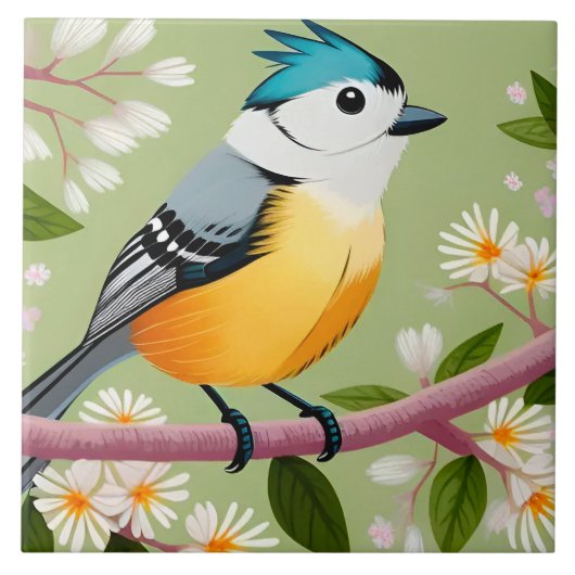 ソングバカラフルードオンパープルミングブランチ タイル (正面)