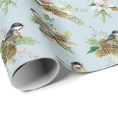 ソングバードのポインセチアと松のコーン ラッピングペーパー (ロールコーナー)