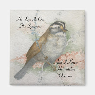 ソング·スパロウ、私を見守る聖書の引用文 マグネット