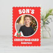 ソンズパーソナライズされたフォトクリスマスホリデーカード シーズンカード (スタンド正面)