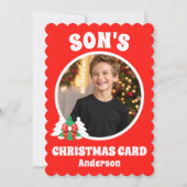 ソンズパーソナライズされたフォトクリスマスホリデーカード シーズンカード (正面)