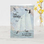 ソンズ誕生日航海のヴィンテージヨットカード カード (黄色い花)