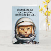 ソンズ17誕生日おもしろい宇宙猫 カード (黄色い花)