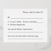 ソンチョイスネイビーブルークラシックフォイルRSVPカード 箔招待状ポストカード (裏面)