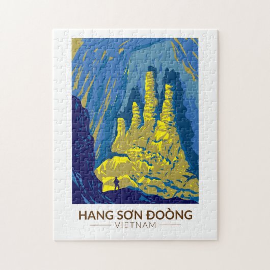 ソンドつるオン洞窟ベトナムトラベルアートヴィンテージ ジグソーパズル (縦)