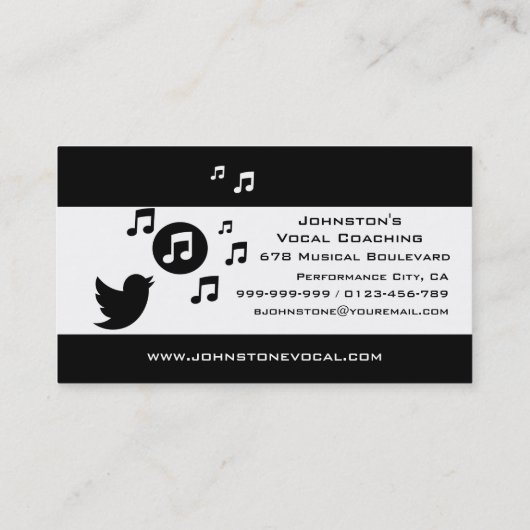 ソンバスタイリッシュードブラックとホワイトパーソナライズされた 名刺 (裏面)