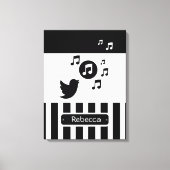 ソンバスタイリッシュード白黒パーソナライズされたストライプ キャンバスプリント (正面)