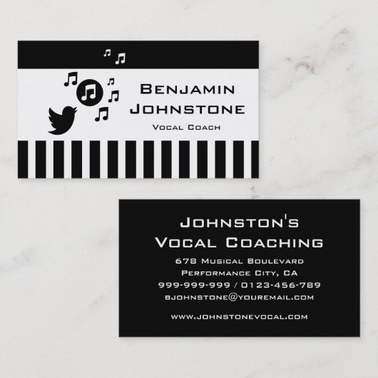 ソンバスタイリッシュード白黒パーソナライズされたストライプ 名刺 (正面/裏面)