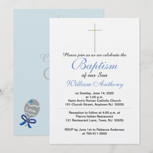 ソンバプティスクロスブルーグレー 招待状 (正面/裏面)