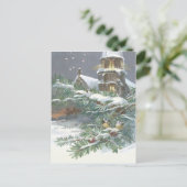 ソンバードエバーグリーンチャーチクリスチャンクロス雪 ポストカード (スタンド正面)