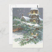 ソンバードエバーグリーンチャーチクリスチャンクロス雪 ポストカード (正面/裏面)