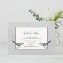 ソンバードペア赤ちゃんシャワー |グレー招待状