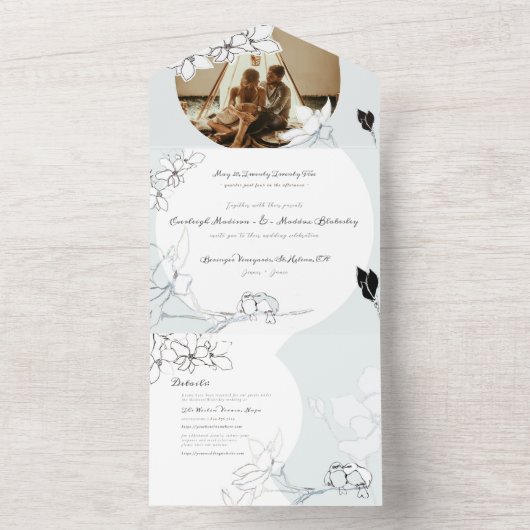 ソンバードマグノリアス |すべての結婚式の招待 オールインワン招待状 (内側)