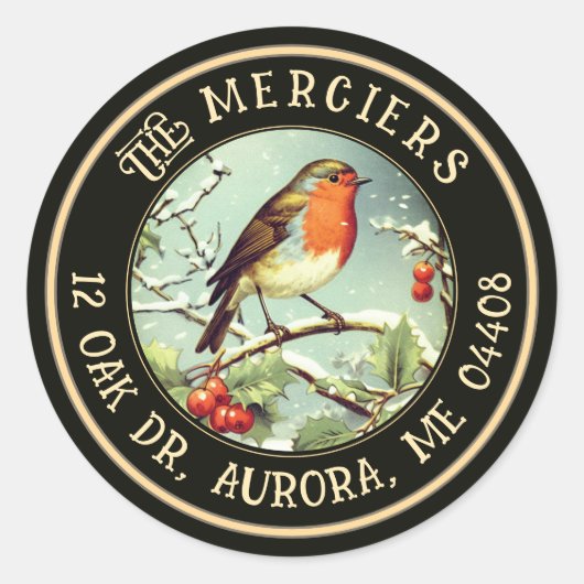 ソンバードメタリック金ゴールドブラック差出人住所 ラウンドシール (正面)