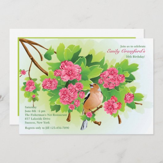 ソンバード誕生日パーティーの招待 招待状 (正面/裏面)