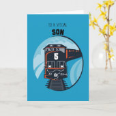 ソンファイブ誕生日トレイン、リトルボーイ、ブルー カード (黄色い花)