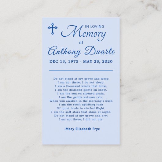 ソンフォト悔やみや弔慰葬儀記念カード 名刺 (裏面)