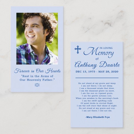 ソンフォト悔やみや弔慰葬儀記念カード 名刺 (正面/裏面)