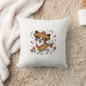 ソンブレロとサラペを着たフィエスタパピヨン犬 クッション (ブランケット)