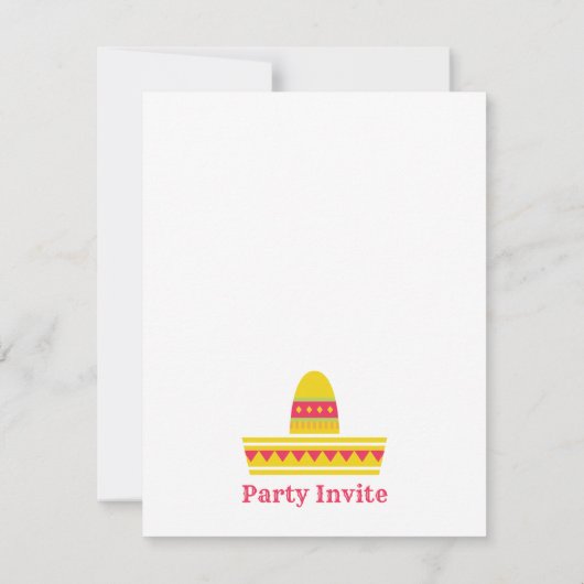 ソンブレロと口ひげメキシコのフェスタパーティー 招待状 (裏面)