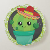 ソンブレロのかわいいサボテン ラウンドクッション (裏面)