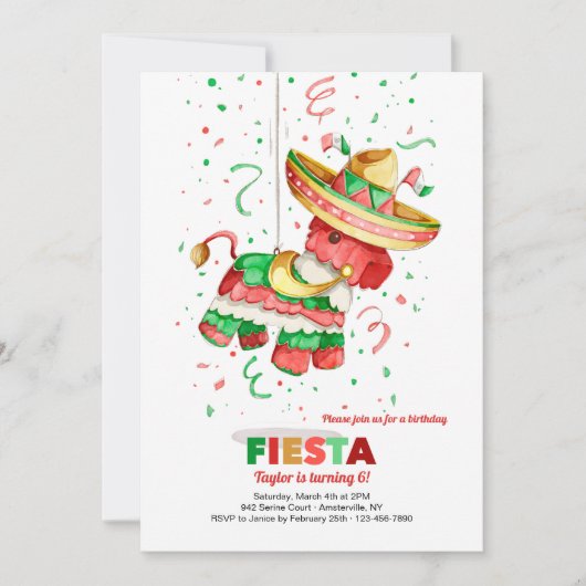 ソンブレロのピニャータ 招待状 (正面)