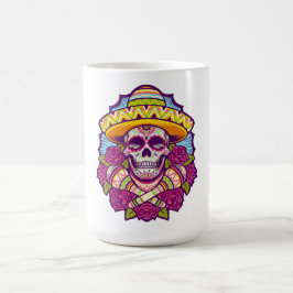 ソンブレロをかぶったスugar Skull | 死者の日 コーヒーマグカップ