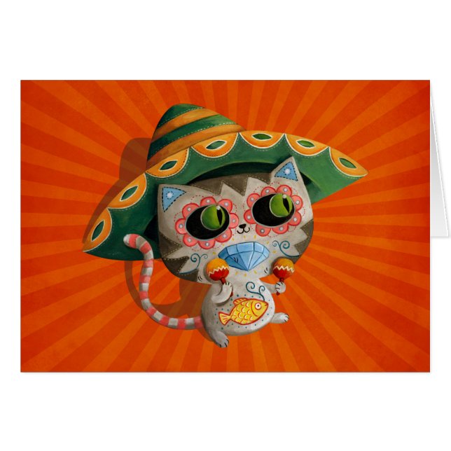 ソンブレロを持つメキシコ猫 (正面横)